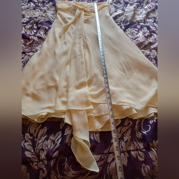 David's Bridal Canary Yellow Strapless Midi Dress - Picture 15 of 16